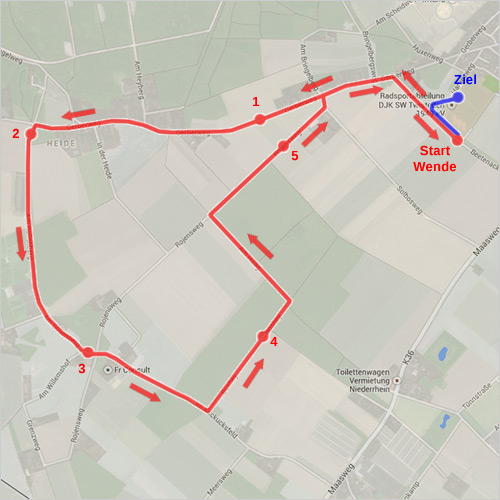 Marathonstrecke bei Google Maps